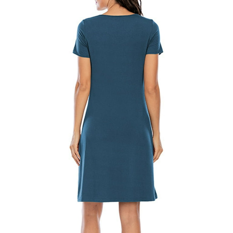 Simple Solid O-Neck Short Sleeve Chiffon Shift Dress Simple Solid O-Neck Short Sleeve Chiffon Shift Dress