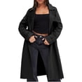 thumbnail image 3 of Double Breasted Women Solid Color Casual Long  Trench Coat with Belt, 3 of 6
