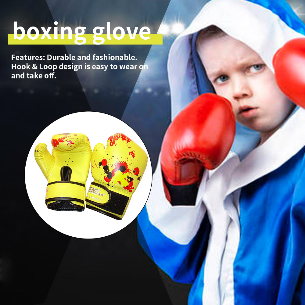 Gants De Boxe Enfants – Taille 21,5 X 13 X 8 Cm, Motif Flamme, PU Respirant, Fermeture Velcro