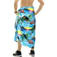 thumbnail image 3 of LA LEELA Men's Swim Bath Trunk Swimsuit Regular Surfing Swimwear Sarong Long Pareo Beach Wrap One Size Aqua, Island Summer Vacation Aloha, 3 of 4