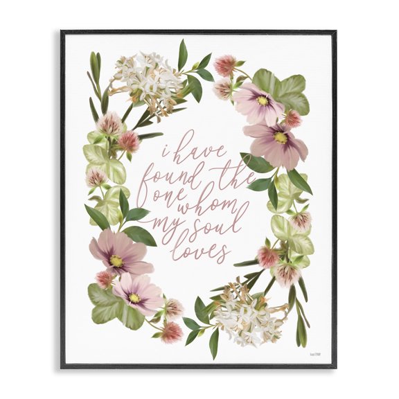 Stupell Industries Farmhouse One Whom My Soul Loves Quote Pink Spring Florals Black Framed Giclee Art, 11 x 14, by House Fenway