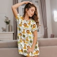 thumbnail image 3 of Yiaed Tiger Lion Print Women's Loose-Fit Short Sleeve Nightgown, Soft and Comfortable Sleep Dress for Relaxation and Sleepwear, 3 of 6