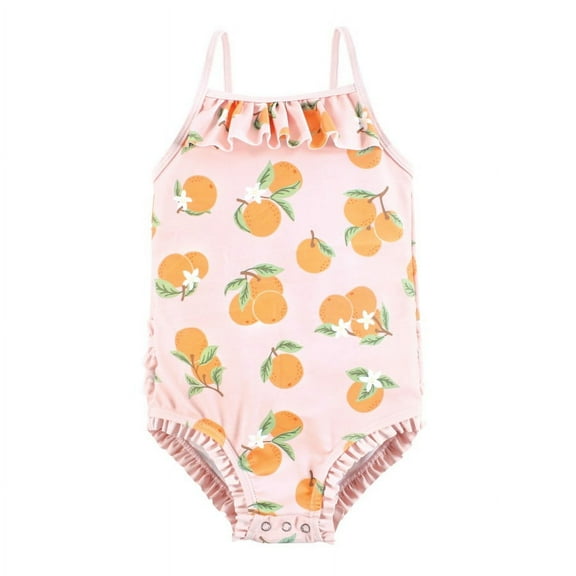 Hudson Baby Girls Baby Swimsuit, Citrus Orange, 3-6 Months