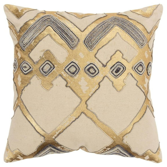 Rizzy Home Geometric 20" x 20" Cotton Pillow Cover in Natural