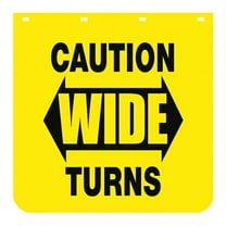 Buyers Products Mudflap,Caution Wide Turns,24" x 24",PK2 B2424YC