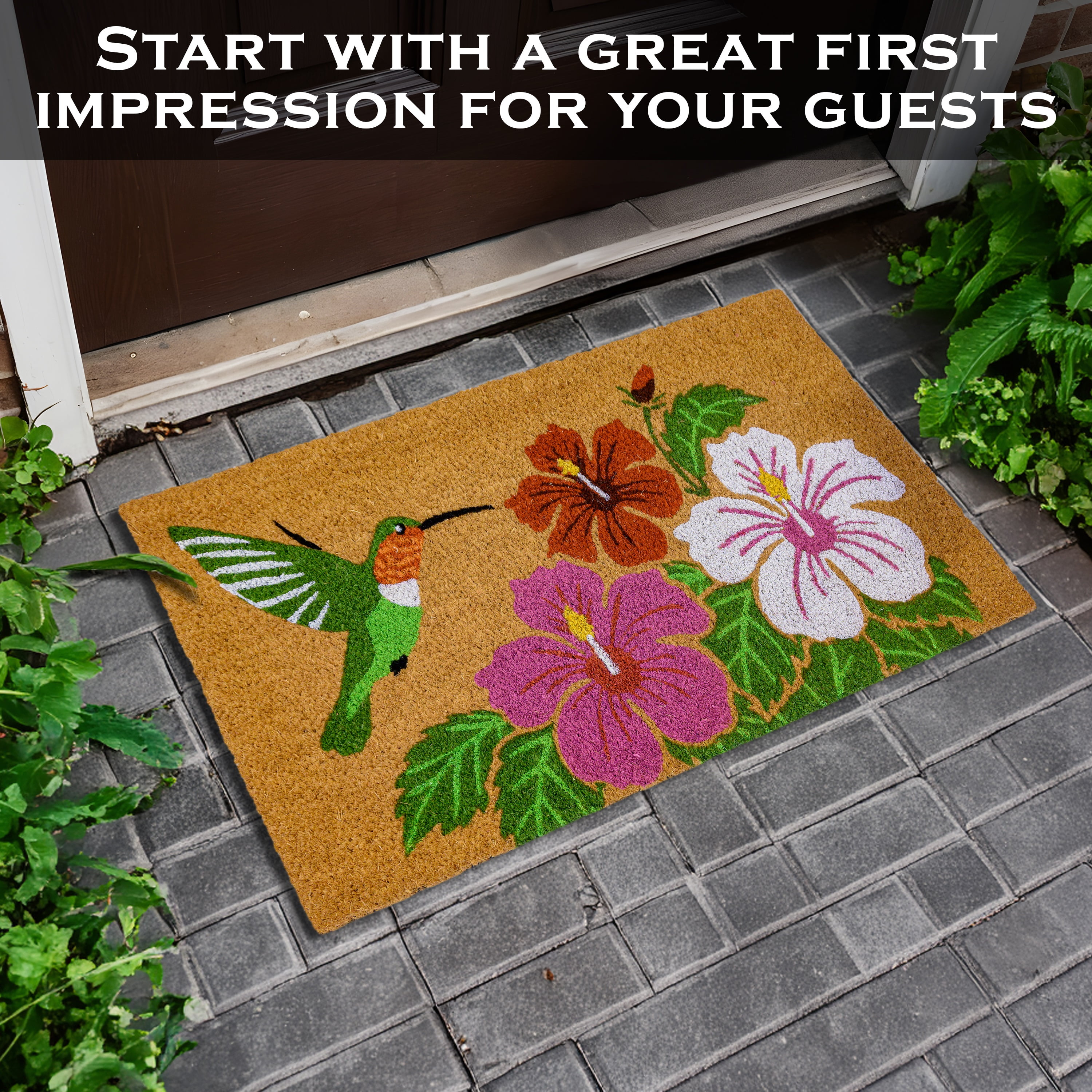 MAINEVENT Hummingbird Doormat Coir 30x17 Inch, Garden Outdoor Welcome Mat for Outside