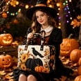 thumbnail image 4 of ZhangC Halloween Themed Quilted Embroidered Tote Bag, 16x8x8 Inch Large Capacity Portable Travel Handbag, Embroidered Storage Tote for Party Supplies, Costumes, Gym and Daily Use, 4 of 9