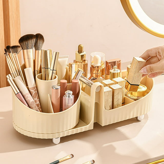 YAOMOBB Organisateur de Produits de Soins de la Peau Rotatif Organisateur de Maquillage Grande Capacité Rangement de Comptoir pour Pinceaux Rouges à Lèvres