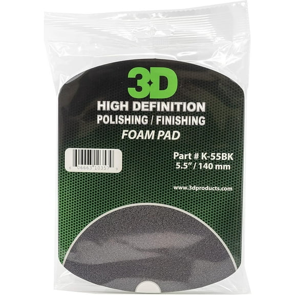 3D Finishing Black Foam Pad, 5.5” - high performance foam pad for use with rotary and orbital polishers.