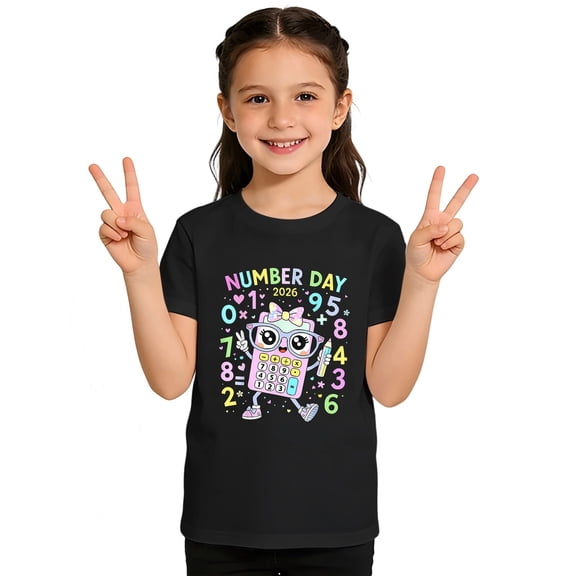 XEGLSBU Shirts for Girls 12-14 Winter Kids Graphic Print Short Sleeve T Shirt Casual Comfortable Tee for Girls Boys Daily Wear Black Size 10-11 Years