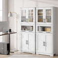 thumbnail image 4 of Yeshouse Despensa, armario alto para baño con puertas de cristal y estante ajustable, armario independiente, armarios altos para ropa blanca para cocina, sala de estar y lavadero, 4 of 9