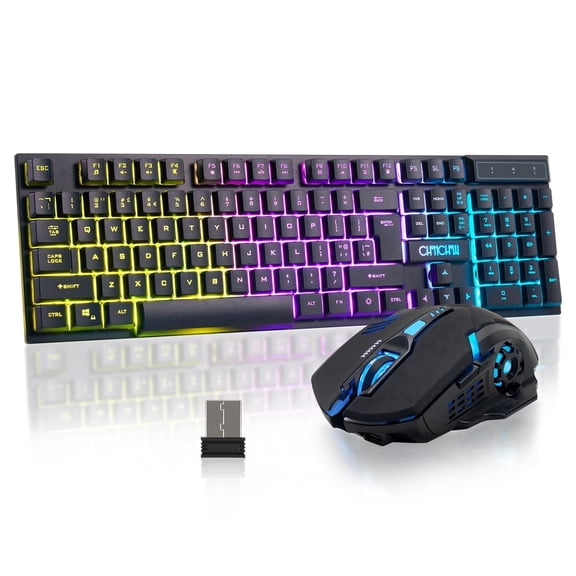 CHONCHOW Wireless Gaming Keyboard and Mouse Combo, Rechargeable RGB Backlit