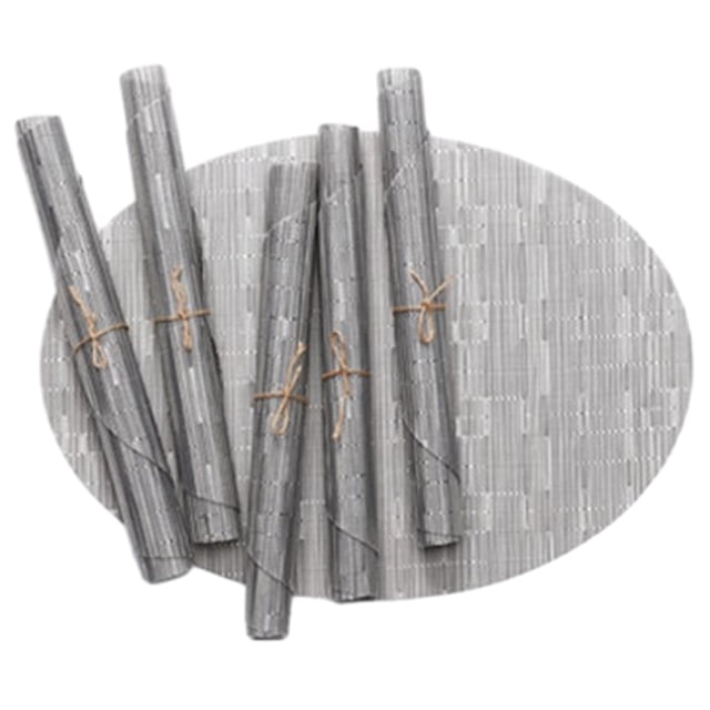 Toystoory fácil del poliéster 6pcs y esteras ovaladas versátiles para la decoración de la tabla elegante durable Mostrada gris-plata 45*32CMcm