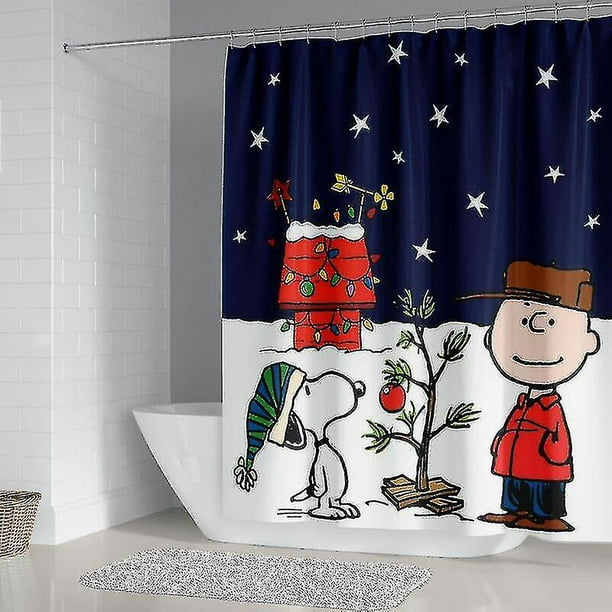 Cortina De Ducha Con Patrón De Animales 180200cm, Cortina De Ducha Para Baño Con Perro Snoopy Cortina De Ducha De Poliéster Impermeable Con 12 Ganchos Para Decoración Navideña, Murciélago | En Línea