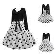 thumbnail image 2 of Fridja Mode Femmes une Ligne Flare Robe Vintage Bal Bal Balançoire Manches Longues Polka Dot Impression Parti Robe, 2 of 6