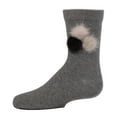 thumbnail image 3 of MeMoi Fluffy Trio Pom-Pom Cotton Blend Crew Socks - Girls - Female, 10, Winter White, 3 of 3