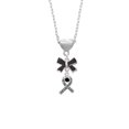 thumbnail image 2 of Delight Jewelry Silvertone Scroll Ribbon with Black Crystal Black Bow Heart Necklace, 2 of 4