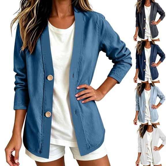 Classic Denim Cardigan for Women, Long Sleeve Open Front Jean Jacket - Casual Loose Fit Lightweight Shirt Coat for Spring Fall Layering Black L