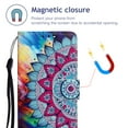 thumbnail image 3 of iPhone 13 Mini Case with Card Holder/Detachable Hand Strap, Allytech Kickstand Folio Flip Wallet Credit Card Slots Magnetic Snap PU Leather Protective Case for iPhone 13 Mini 5.4" 2021,Colorful Flower, 3 of 5