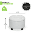 thumbnail image 2 of Magshion Storage Ottoman with Padded Seat, Modern PU Leather Footrest, Round Seat stool for Living Room Bedroom , White, 2 of 8