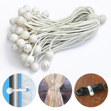 SUNRISEUMBRELLA Ball Bungees Cords Tarp Tent Tie Down Ball Bungees Canopy Gazebo Straps（6 100 PCS White）