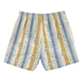 thumbnail image 2 of Yellow Blue Stripes with Flowers Swim Trunks Board Shorts Beach Pants Bathing Bottoms L, 2 of 8