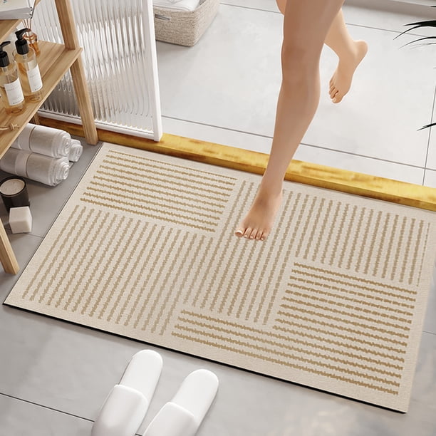Luxurious Creamy Style Diatomite Mud Bathroom Mat --Drying Water Absorbent Non-Slip Wear-DurabilityFloor Mat For Shower Toilet