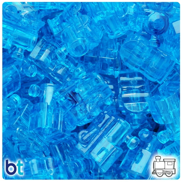 BeadTin Turquoise Transparent 22mm Train Pony Beads (24pcs)