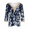 thumbnail image 4 of Ruimatai Women's Casual Lace V-Neck Printed 3/4 Sleeve Loose Blouse Top Comfortable Fashion Tunic Shirt, 4 of 5