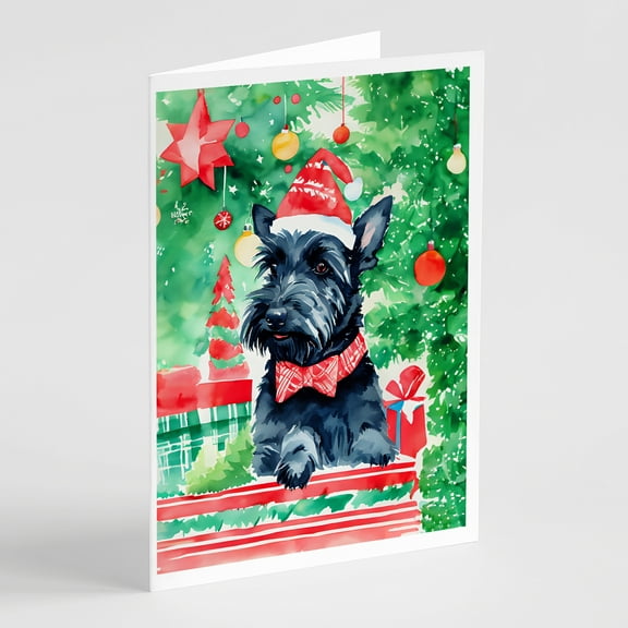 Scottish Terrier Christmas Greeting Cards Pack of 8 7 in x 5 in