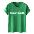 thumbnail image 3 of Women Casual Baseball Letter Printed Round Neck Short Sleeved T Shirt Top Workout Tees Women Loose Casual T Shirt Football Shirt Women Long Sleeve Shirt Women Women Shirt Small Women's Tops Summer, 3 of 3