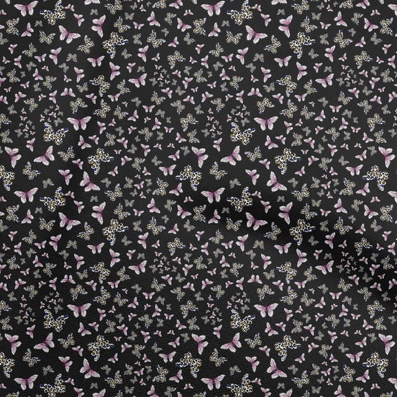 oneOone Polyester Spandex Black Fabric Butterflies Sewing Craft Projects Fabric Prints By Yard 56 Inch Wide