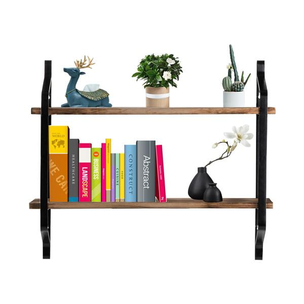 PENGXIANG 2 Tiers Floating Shelves Wall Mounted Industrial Wall Shelves