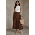 thumbnail image 5 of Moomaya Women’s 100% Cotton Midi Skirt | High Waist Panelled A-Line Flared Skirt with Side Gathers | Soft Breathable Summer Casual Wear, 5 of 6