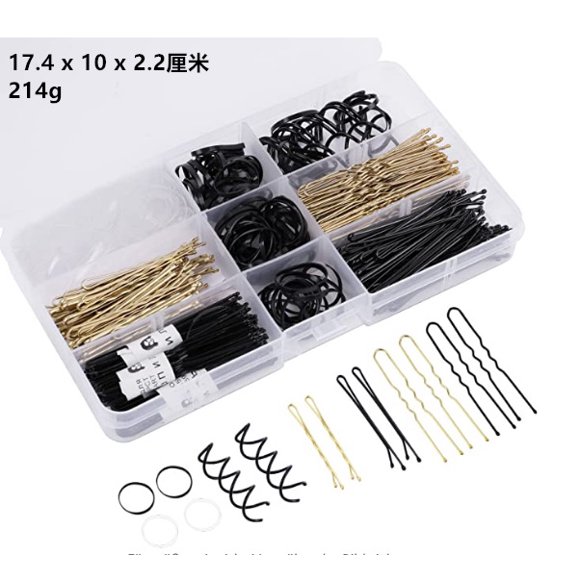 343PCS Bobby Pins Set, 100 U Shape Hair Pins, 100 Wave Hair Clips, 140 Elastic Hair Bands and 3pcs Spiral Hair Pins, Hair Grips Styling Pins Set for Women Girls, with Clear Box