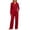 Red, variant on Women's 2 Piece Outfit Sets Casual Lounge Set Button Long Sleeve Shirts and Long Pants Loungewear Set Pajama Set
