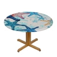 thumbnail image 3 of WYYP Nautical Coastal Tablecloth Round Rustic Blue Ocean Starfish Print Table Cloth Summer Sea Beach Decorative Table Cover with Resistant for Home Kitchen Dining Table Indoor Party Picnic 38-42, 3 of 8
