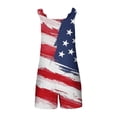 thumbnail image 4 of AherBiu Independence Day Linen Short Jumpsuits for Women Printed Sleeveless Suspenders Summer Rompers with Pockets, 4 of 5