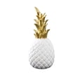thumbnail image 2 of Modern Resin Pineapple Decorative Figurine, White & Gold Pineapple Sculpture, Elegant Tabletop Accent for Home Office & Living Room, 2 of 6