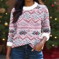 thumbnail image 5 of Women's Fashionable Christmas Printed Wool Collar Sweater, Casual Long Sleeved Knitted Pullover Top, Lightweight Super Soft Breathable Comfortable Daily Wear for Festive & Casual M Pink, 5 of 5