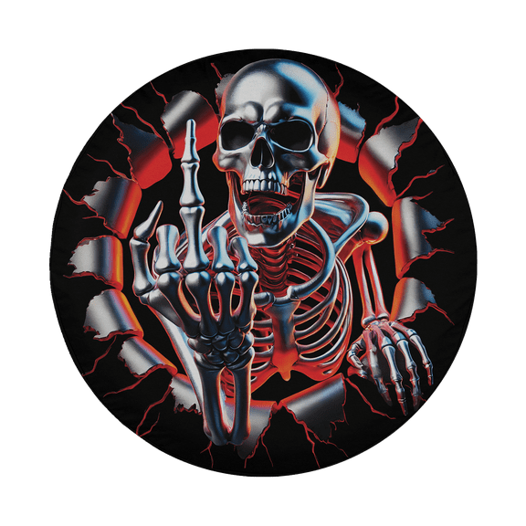 Lotusprinthandmade Skeleton Skull In The Bullet Hole Spare Tire Cover Without Backup Camera Hole 6 Sizes (27 in.)