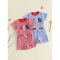 thumbnail image 3 of Cenuakty Toddler Little Baby Boys Patriotic Outfits  6M 12M 18M 24M 2T 3T 4T Ice Cream Embroidery Striped Short Sleeves T-Shirt and Shorts Set for 2 Piece Clothes, 3 of 9