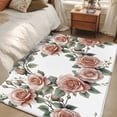 thumbnail image 4 of Retro Flower Area Rug 4x6 FT, Non Slip Kids Room Carpet, Pastoral Pastel Pink Rose Floral Leaf Washable Soft Floor Carpet Non-Shedding Throw Rug for Dorm Kitchen Study Room Home Office Bedside, 4 of 9