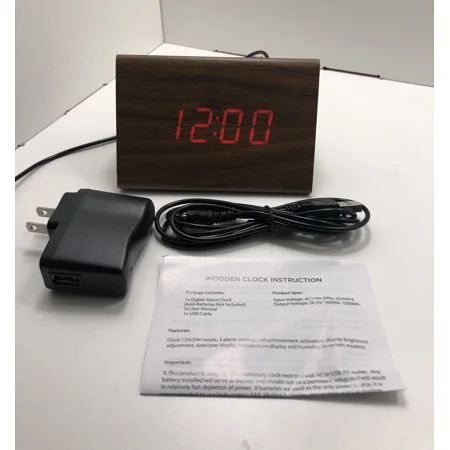 Gearonic Tm Modern Triangle Wood Wooden Alarm Digital Desk Clock Thermometer