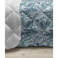 thumbnail image 3 of Tropical Down Alternative Comforter, Cool Exotic Summer Pattern with Palm Trees and Wavy Bubbly Squares, Microfiber Quilt for All Season, 5 Sizes, Deep Sky Blue and White, by Ambesonne, 3 of 3
