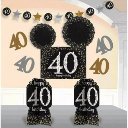 Over the Hill 'Sparkling Celebration' 40th Birthday Room Decorating Kit (10pc)