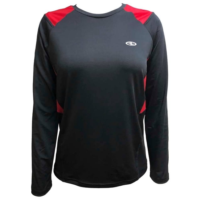 Playera Athletic Works para Niño Juvenil, Deportiva Manga Larga Rojo con Negro Talla 16