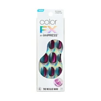 KISS imPRESS Color FX  Short Oval Press-On Nails, Black, 30 Pieces