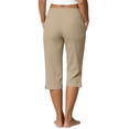 thumbnail image 4 of Capri Pants for Women Elastic Waist Relaxed Fit Casual Soft Cotton Linen Pants with Pockets Summer Outdoor Athletic Hiking Khaki L, 4 of 7