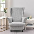 thumbnail image 2 of TOPCHANCES Wingback Chair Slipcovers, Stretch Jacquard Wing Chair Cover with Cushion Cover, Armchair Protector for Living Room Bedroom (Light Gray), 2 of 10